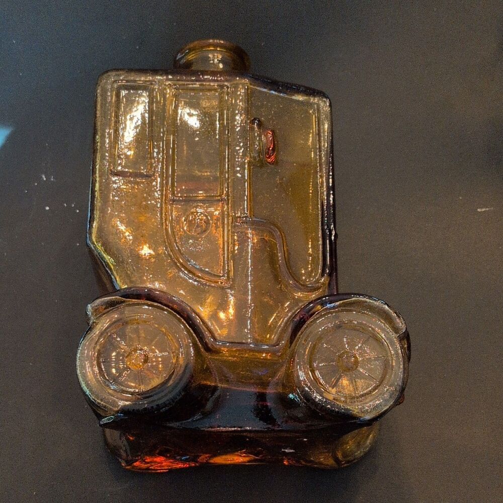 VTG Bessi italian Amber Glass Car-Shape Collectible Bottle 1960s Cottagecore